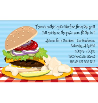 BBQ Invitations, Burger and Chips, Paper So Pretty